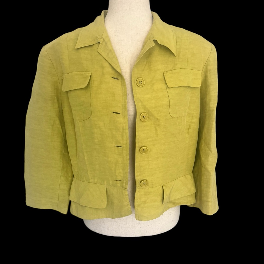 Maggy Boutique Citron Silk/Linen Blazer Jacket 12